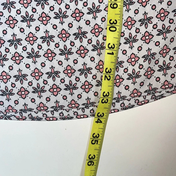 LOFT Outlet White Pink Floral Print V-neck Drawstring Mini Dress Xsmall Women’s - Picture 11 of 14